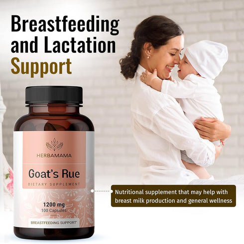 HERBAMAMA Goat's Rue Capsules - Galega Officinalis Nutritional Supplement - 1200 mg, 100 Capsules - Promotes Milk, Lactation & Mammary Development - Non-GMO Support for Breastfeeding