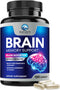 Brain Supplements for Memory and Focus - Nootropic Support with Bacopa, Cognitive Vitamins, 120 Capsules