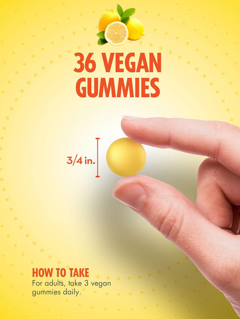 Sundance Vitamin C and Zinc Gummies, 36 Count, Lemon Flavor, Vegan, Non-GMO, Gluten Free Supplement
