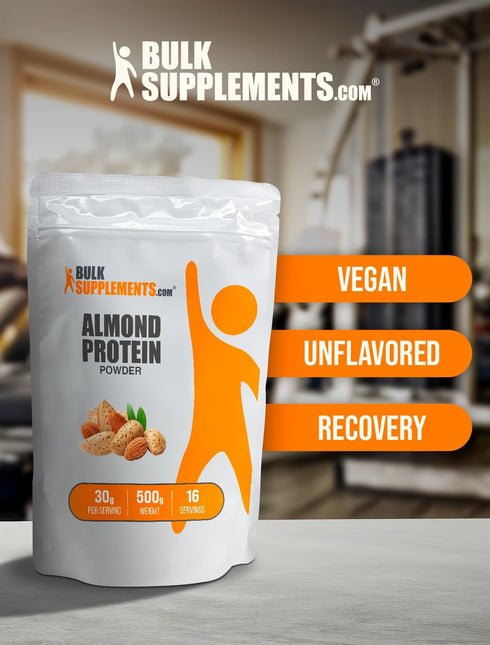 BulkSupplements.com Almond Protein Powder - Plant Based, Flavorless Protein Powder, Unflavored & Gluten Free, 30g per