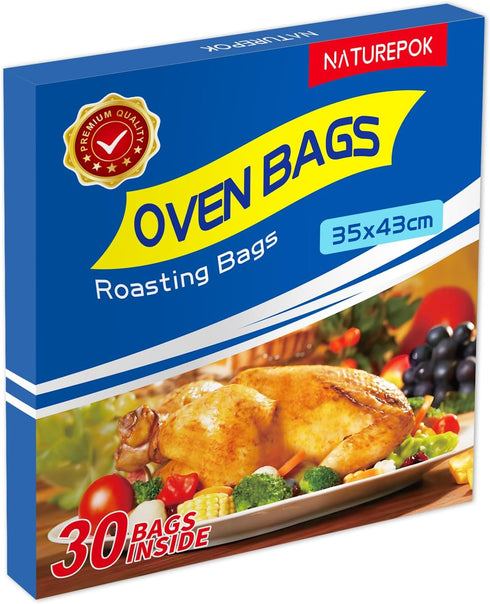LURULURU 30Oven Roasting Bags for Oven with Ties for Roasting Chicken, Meat &