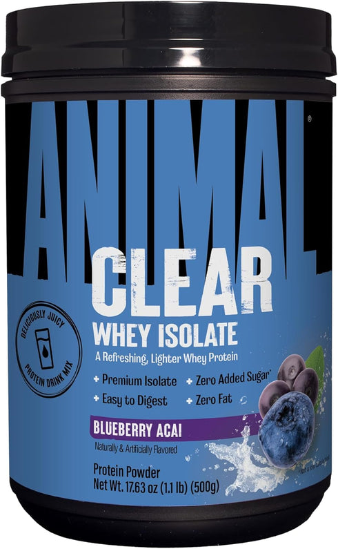 Clear Whey Isolate Protein Powder, Easy to Digest, Blueberry Acai, 500g (20 Servings)