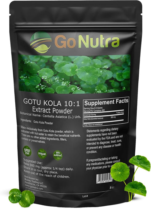 Gotu Kola 10:1 Extract Powder (8 oz) - Centella Asiatica, Gluten Free, Non-GMO Ayurvedic Herbal Supplement