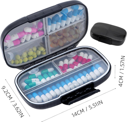 zeeho 7-Compartment Travel Pill Organizer Large Capacity Medicine Box with Dual Lock Secure Leakproof Waterproof