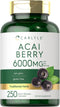 Carlyle Acai Berry Capsules 6000mg - 250 Count, Non-GMO & Gluten Free Acai Berry Extract
