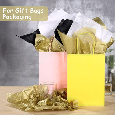 KESOTE Gold Tissue Paper, 14" x 20" Bulk Wrapping Paper for Crafts, Gift Wrap, Floral, Holidays - 60 Sheets