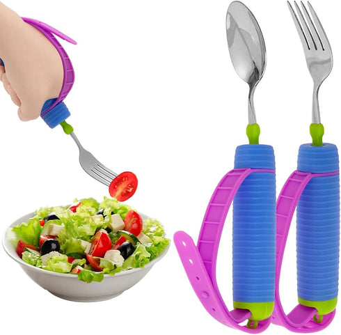 JHNGYJY Adaptive Utensils for Arthritis, Parkinsons & Hand Tremors 360 Rotating Weighted Fork