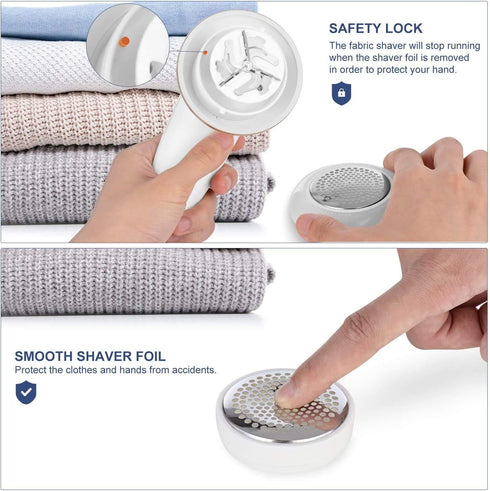 Lint Remover Shaver LtYioe Fabric Shaver, USB Rechargeable Sweater Fuzz Remover with 2 Blades, Lightweight and Portable