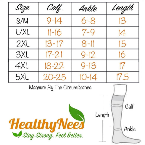 HealthyNees 20-30 mmHg 5X-Large) Seniors Care Compression Leg Calf Closed Toe Zipper Socks (Navy