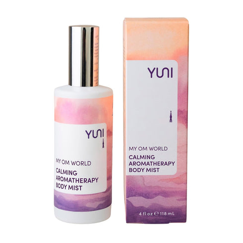 YUNI Beauty My OM World Calming Body Mist, 4oz, Natural Aromatic Oils for Relaxing Stress Relief & Focus
