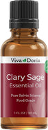 Viva Doria 100% Pure Clary Sage Essential Oil, Undiluted, Food Grade, 30 mL (1 Fl Oz)