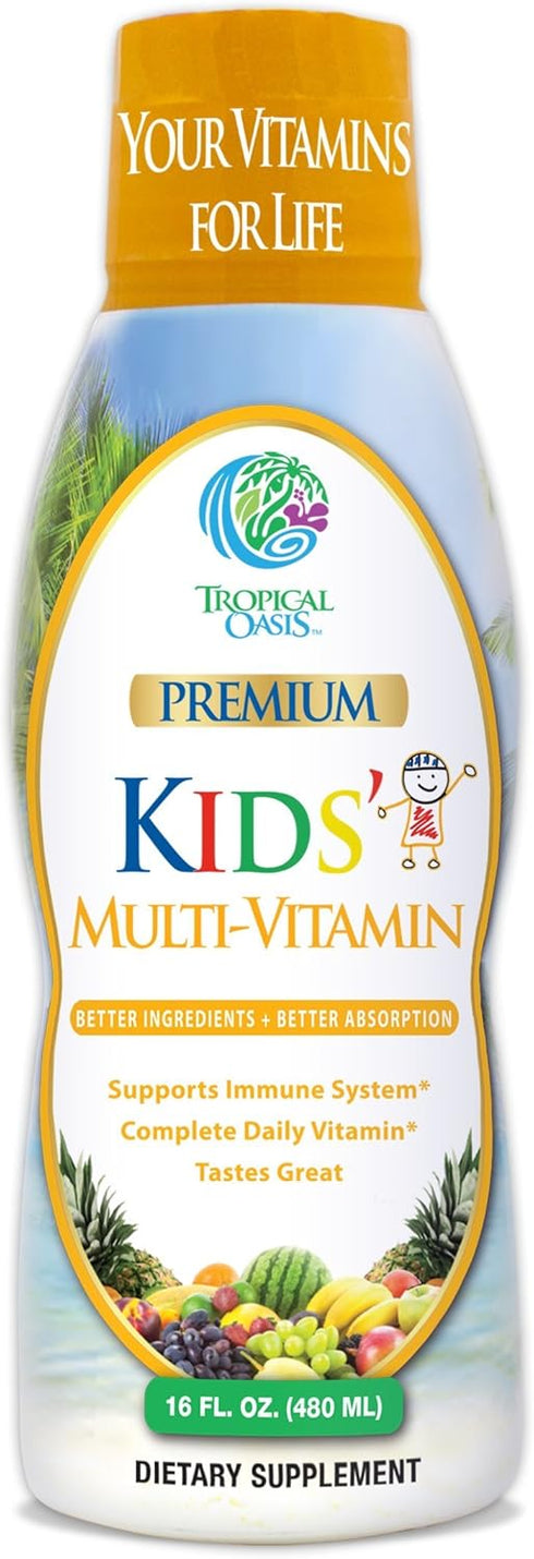 Premium Liquid Multivitamin for Kids | 100% DV of 14 Vitamins | Sugar Free | Non-GMO | 16 oz, 32 Serv