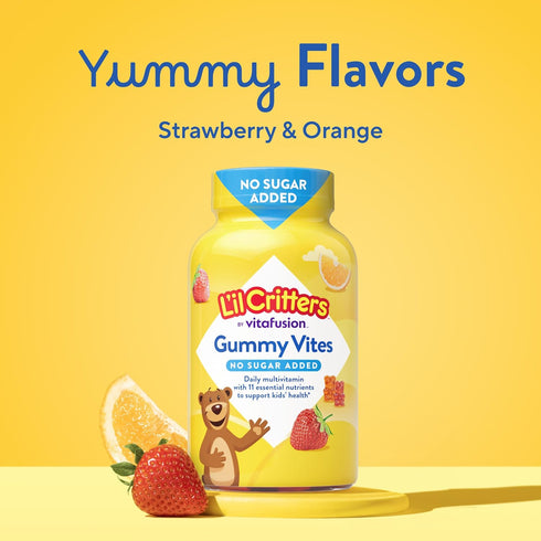 Gummy Gummy 2+ D3 Immune, 100 Gummies Lil Critters Vites No Sugar Added Daily Multivitamin for Ages Toddlers & Kids