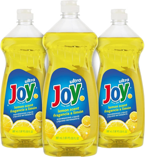 JOY Ultra Dish Soap Liquid, Lemon Fresh Scent, 30 Fl. Oz, Pack of 3, Yellow