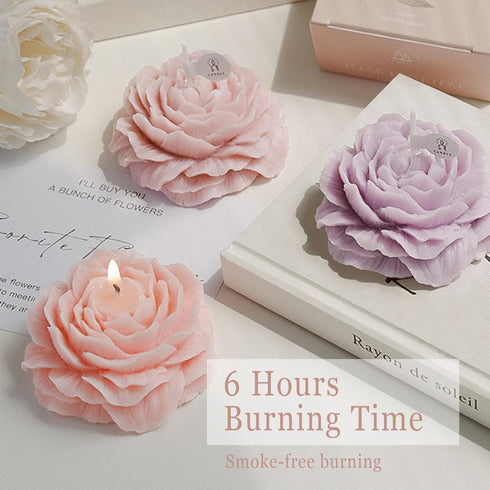Mewealth 3 Inch) Peony Candles Gifts for Women, Soy Wax Aromatherapy Candle, Room Decor Cute Flower Shaped Scented