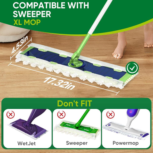 YHOVID (60 Count) XL Heavy Duty Dry Sweeping Cloths Compatible with Sweeper Mop, Microfiber Duster Mop Pads Refills