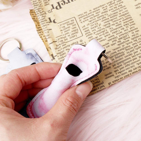 Pengxiaomei 3 Pcs Marble Chapsticks Holder - Gift for Women, Lipstick, Lip Balm Gloss (Pink, Blue, Grey)