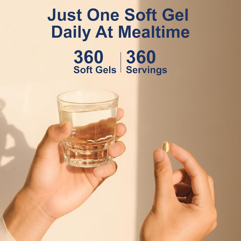 Carlson Solar D Gems, Vitamin D3 and Omega-3 Supplement, 360 Softgels, Bone & Immune Health, Lemon Flavor