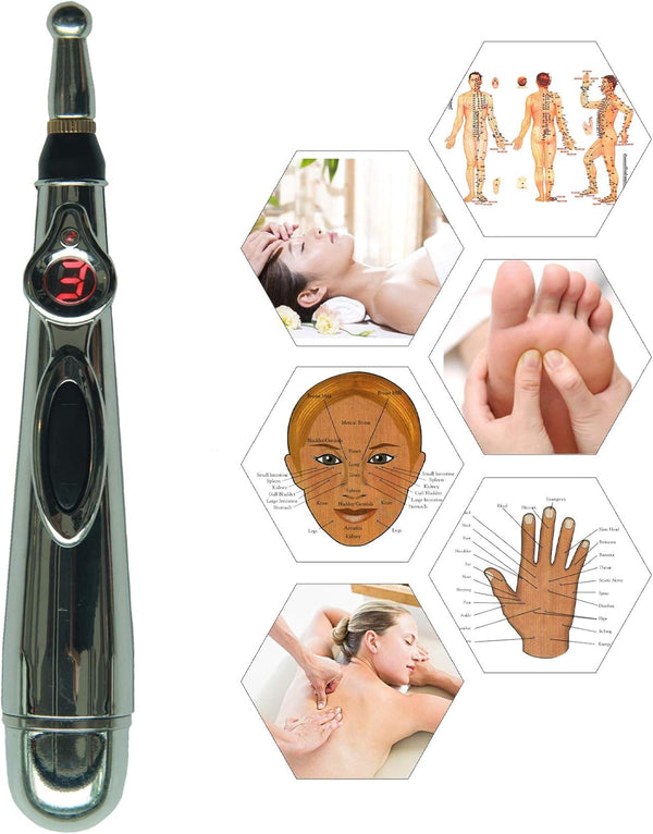 Electronic Meridian Acupuncture Pen with Multiple Treatment Tips, Acupressure Meridian Energy Massage