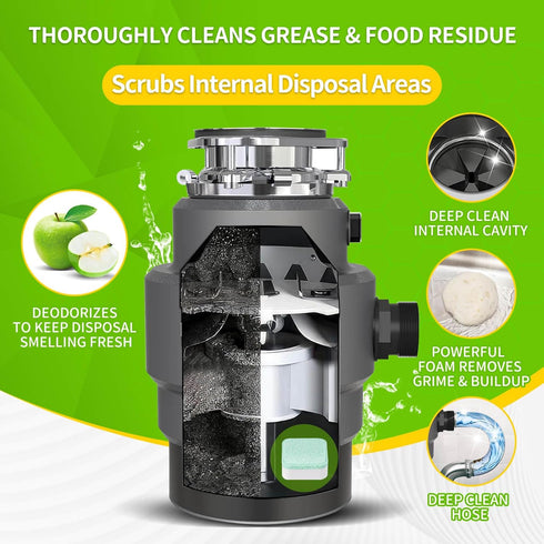 NATRUTH Garbage Disposal Cleaner Deodorizer Tablets 24 Pack - Fresh Apple Foaming Scrub Sink Freshener, Natural Drain