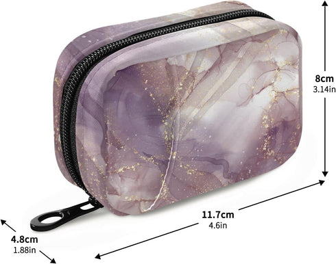 Ollabaky 7 Purple Rose Marble Pill Case, Weekly Portable Pill Bag Container Days Cute Pill Box Organizer Vitamin