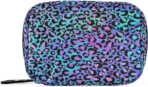 Ollabaky Colorful Cute Leopard Print Pill Case, Portable Weekly Pill Box Bag Container