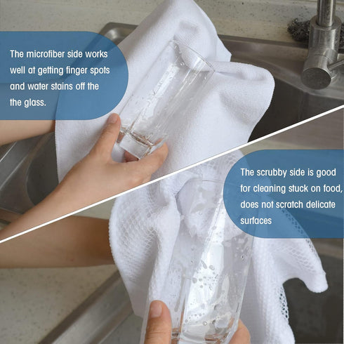 SINLAND Wholesale Microfiber Dish Cloth, 10 Pack 12 Inch x 12 Inch Kitchen Cleaning Cloths with Poly Scour Side