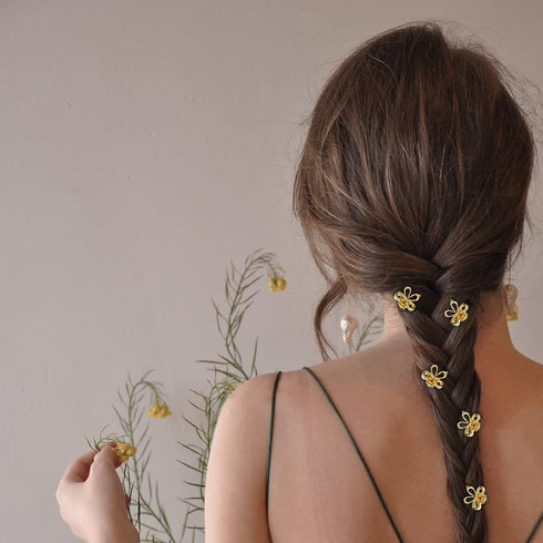 YISSION 12PCS Small Flower Hair Clips - Cute Metal Hair Barrettes for Women and Girls, Mini Gold Flower Claw Clips