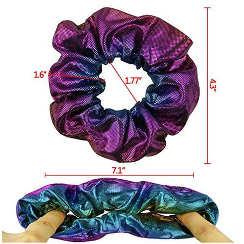 Shiny Scrunchies Metallic Tone Hair Bands, Elastic Hair Ties Set, Glitter Ponytail Holders for Women