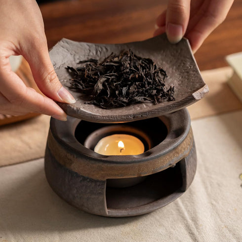 NeoNava Cedar Aromatherapy Burner & Ceramic Oil Warmer for Home & Office (Heat-Resistant Tile Baking Tray +