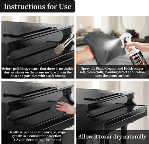 Piano Cleaner and Polish | Clean, Wax and Protect Wood Finish | Restore Shine, Remove Stains (8.45 Fl Oz)