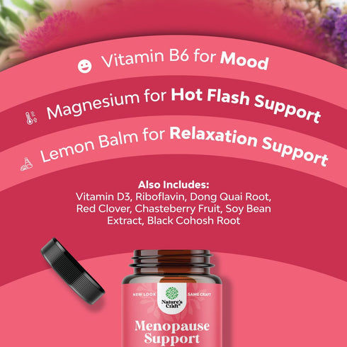 Complete Herbal Menopause Supplement for Women - Hormone Balance, Night Sweats Relief with Dong Quai, Vitex, Black