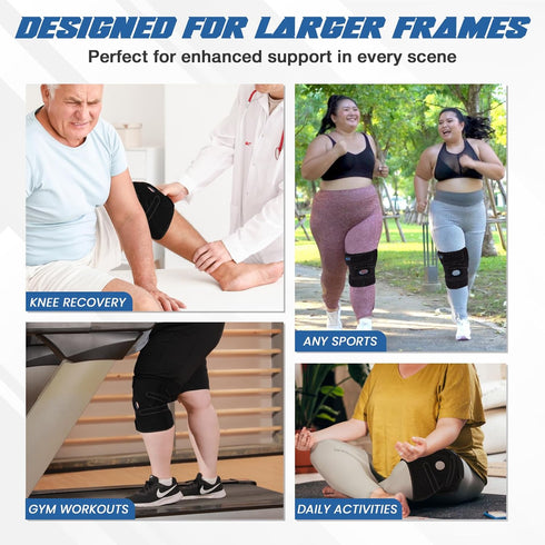 Nvorliy Plus Size Knee Brace for Knee Pain, Extra Large Knee Brace for Women and Men, Adjustable Knee Support with Side