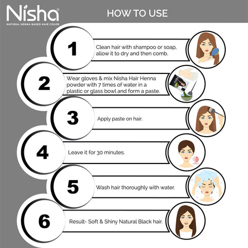 Nisha Henna Based Color Dye for Hair - Natural Black, 0.3 Ounce (Pack of 6)