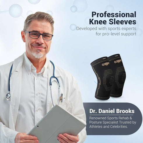 Janustar Copper Knee Braces for Men & Women Knee Compression Sleeves for Pain Relief, Arthritis, Sports and Recovery