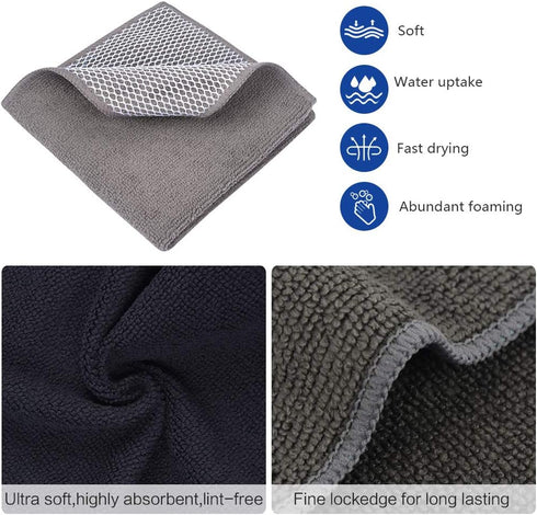SINLAND Microfiber Dish Cloth for Washing Dishes, Best Kitchen Washcloth Cleaning Cloths, 12inchx12inch, 10 Pack