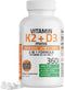 Bronson Vitamin K2 (MK7) with D3 Lower Dose 45mcg Vitamin K2 &