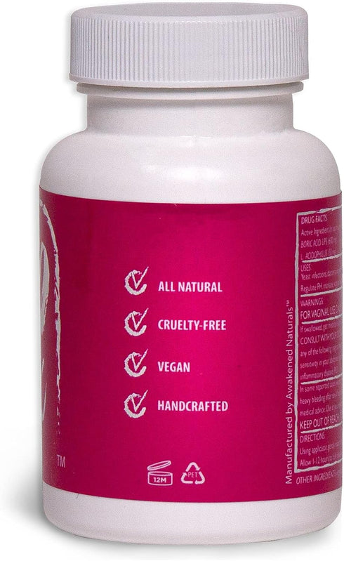 Pxssy Pill (30 Count) Boric Acid Vaginal Suppositories for Women with Acidophilus Vaginal Suppository Capsules