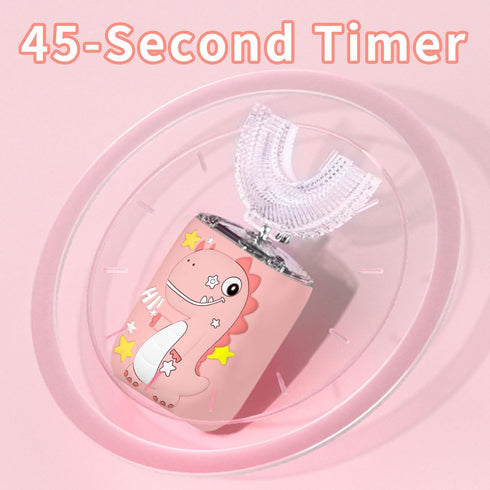 Kids U Shaped Electric Toothbrush, Toddler Toothbrush with 2 Brush Heads & 6 Cleaning Modes (Pink)