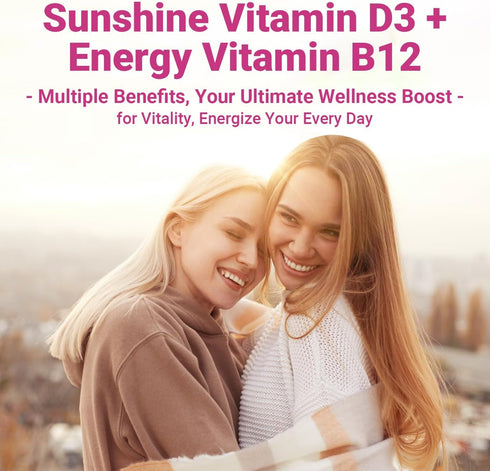 Wiszeen D3 B12 Gummies, D3 10000 B12 500mcg D3 B12 K2 Immune Vitamin Vitamin IU & Methylated for Adults, Vitamin