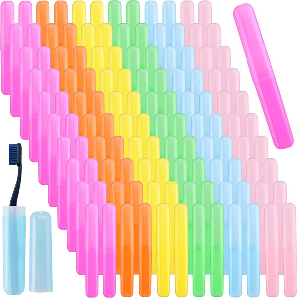NICEMOVIC 120 Pieces Travel Toothbrush Holder, Portable Plastic Dust Proof Case for Travel, Camping