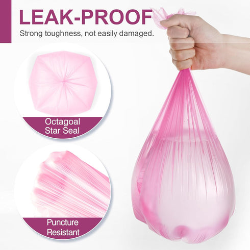 Charmount Small Trash Bags, 4 Gallon Garbage Bags, Unscented, 80 Count, Hot Pink for Kitchen Bedroom