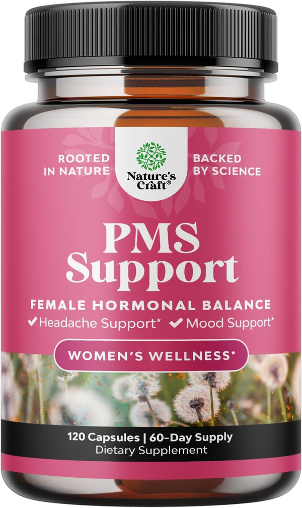 Advanced PMS Support Supplement for Women - Multibenefit Relief for Low Energy, Mood Support, Period Cramps - 120