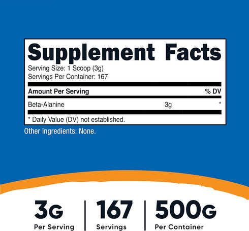 Nutricost Beta Alanine Powder 500 Grams (1.1lbs) - Pure Beta Alanine, Gluten Free