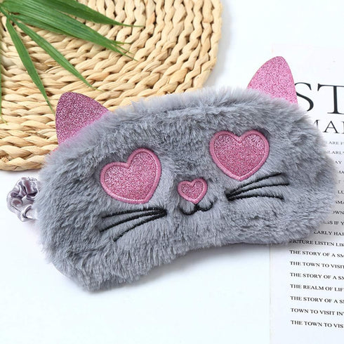4 Pack Sleeping Mask for Girls, Cute Plush Blindfold Eye Cover for Kids, Teens, Women, Travel Nap Night Sleeping