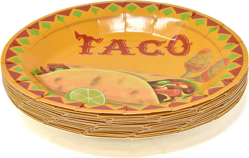Set 24, 9" 7" 9 Oz 13" 13" Gift Boutique - Taco Party Serves Includes Dinner Plates, Dessert Plates, Cups, and x