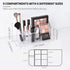 YOHOM Small Clear Makeup Organizer Tray, 9-Compartments Vanity Cosmetic Brush Holder Storage Box with 2 Dividers
