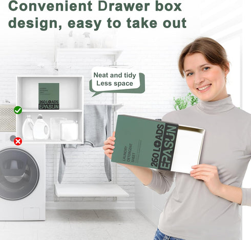 Fresh Scent Laundry Detergent Sheets, Eco-Friendly Liquidless Soap Strips, Up to 260 Loads