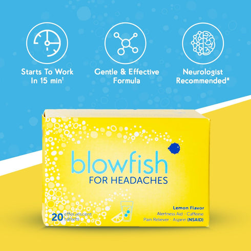 Blowfish for Headaches, New Maximum Strength Effervescent Formula for Fast Headache Relief (1 Pack)