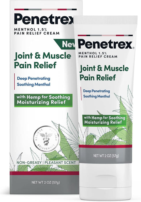 Penetrex Soothing Joint & Muscle Pain Relief Cream with Hemp, Non-Greasy, 2oz Squeezable Tube